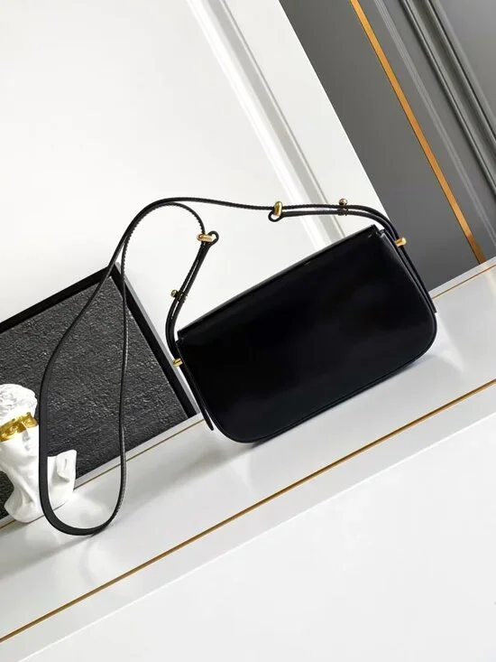 Prada Classic Triangle Shoulder Bag Black Calfskin Flip Cover - Picture 2 of 5